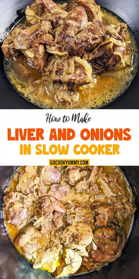 Whip up a comforting classic with our Liver and Onions recipe, made simple in your slow cooker. This four-ingredient dish combines the robust flavor of liver with sweet onions, creating a perfect blend of taste and texture. Suitable for any mealtime. Liver And Onions Recipe, Chicken Liver Recipes, Liver And Onions, How To Cook Liver, Liver Recipes, Lemon Chicken Recipe, Chicken Slow Cooker Recipes, Enchilada Recipes, Onion Recipes