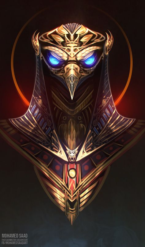 ArtStation - Horus, mohamed saad Fire Eyes, I'm Sick, Blue Fire, Full Body, Mask, Gold, Blue