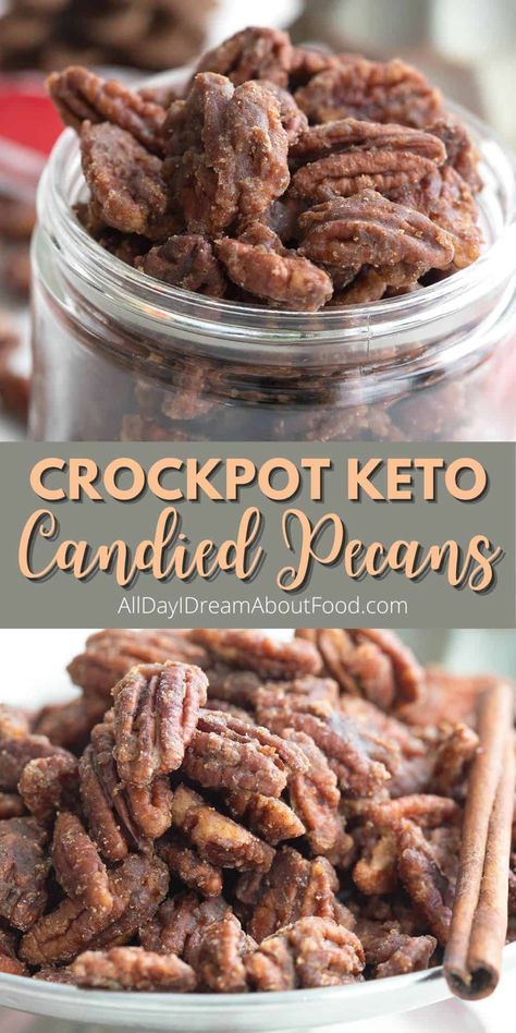 Keto Sweet And Salty Snacks, Keto Roasted Pecans, Keto Candied Almonds, Keto Nut Recipes, Crockpot Candied Pecans, Keto Candied Walnut Recipes, Keto Date Recipes, Keto Pecans Candied, Keto Candy Recipes