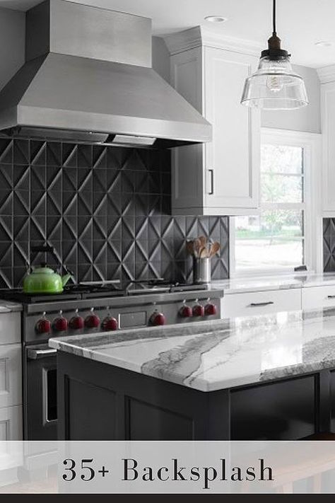 Black Kitchen Black Backsplash, Grey Kitchen Black Backsplash, Black Bar Backsplash Ideas, White Kitchen Cabinets With Black Backsplash Ideas, Black Glass Subway Tile Backsplash, Black Kitchen Backsplash Ideas Tile, Black Metal Backsplash, Black Potfiller Backsplash, Grey Kitchen Tiles Backsplash