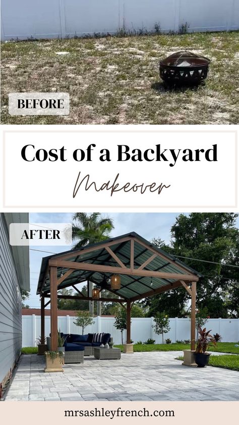 Affordable Back Patio Ideas, Budget Friendly Backyard Makeover, Backyard Ideas Before And After, How To Make Backyard Look Nice, Back Patio Transformation, Large Backyard Landscaping On A Budget, Create A Patio On A Budget, Cheap Easy Backyard Makeover, Budget Friendly Patio Makeover