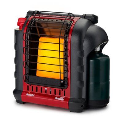 Portable propane heater designed for emergency heat, tents, campers, job sites, porches, decks, garages, tailgates, barns, sheds, ice fishing, hunting blinds, and more. | Mr.Heater Portable Buddy Propane Infrared Compact Heater in Black/Red, Size 23.0 H x 17.0 W x 11.0 D in | Wayfair Camper Garage, Portable Propane Heater, Tent Heater, Garage Heater, Propane Heater, Radiant Heaters, Cool Tents, Gas Heater, Hunting Blinds