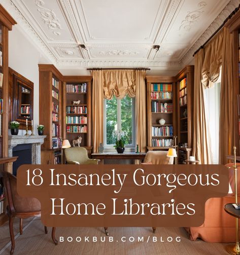 Small Cabin Library, Library Style Bookshelves, Ultra Modern Design, Home Libraries Aesthetic, Built In Home Library, Entryway Library Ideas, Home Library Table, Home Library Study Room, Brown Library Aesthetic