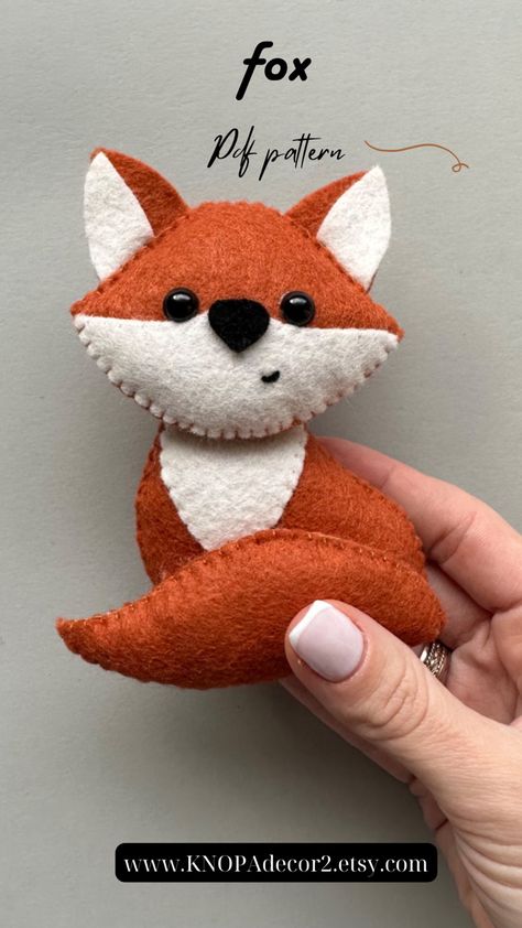 Set of 4 pdf felt pattern woodland animals, sewing instruction and 4 video stitch that will help beginners learn to sew. Set included pattern fox, bunny, elk and beaver. Height of toys 8-12cm (3.1-4,7 inch). #babyornament woodland animals #fox handmade #bear plush gift plush how to sew baby felt animals toys #felt tutorial felt craft pattern cute felt deer pattern #feltsewing for beginners handmade felt garland baby ornament felt cute deer plush gift #sewing stuffed #doll toy funny woodland ornament #feltpattern #knopatoys #feltornaments pattern DIY felt toys mom to be gift easy plushie #feltanimals #miniature #cribmobile baby mobile pattern felt Fox Felt Ornament, Felt Fox Ornament, Felt Deer Pattern, Diy Felt Toys, Fox Sewing Pattern, Animals Sewing, Felt Deer, Felt Tutorial, Felt Woodland