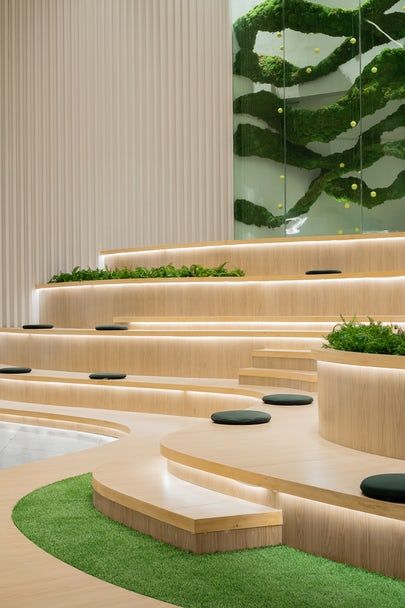 Tiered Seating Design, Office Interior Design Creative, Coffee Shop Concept, Tiered Seating, Desain Lanskap, 카페 인테리어 디자인, Concept Ideas, Working Space, Streamline Design