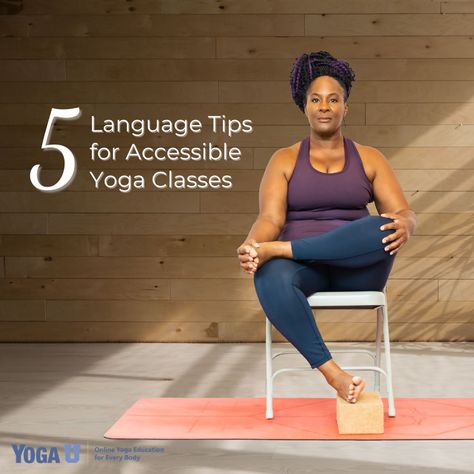 How can we empower students and make yoga classes more inclusive? Accessible Yoga teacher Amber Karnes offers 5 simple but effective tips to foster a welcoming and inclusive yoga class. #yogatips #yogapractice #yogateacherstraining #yogastudio #yogateacher #accessibleyoga #yogaeverywhere #yogaclasses #yogi #yogaclass #yogagirl #love #yogini #yogabiz #yogainspiration Accessible Yoga, Language Tips, Downward Facing Dog, Dog Poses, Talk A Lot, Yoga Teachers, Yoga Training, Yoga Classes, Yoga Tips