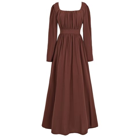 PRICES MAY VARY. Package included - 1* regency dress. Inspired by the Elizabeth Bennet brown dress, elegant and chic. Features - The square neckline is very 1800s-inspired. High waist design, typical empire waist. 2 functional pockets on the sides, pleated design on the chest, more inclusive, long sleeves won't make you feel bound. The Jane Austen regency dress have 2 straps on the sides can tie into a bow or knot at back. Material - This Regency dress is made of Cotton and Linen blend. Soft to 1800s Inspired Dresses, Austen Inspired Outfit, Casual Vintage Dress, Jane Austen Costume Diy, Olden Day Dresses, Elizabeth Bennet Outfit, Pride And Prejudice Outfits, Elizabeth Bennet Dress, Little Women Dress