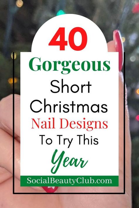 Nail Ideas Christmas Holiday, Gel Nail Designs Christmas Short, Nail Art Design For Christmas, Prettiest Christmas Nails, Nail Art For Christmas Holiday, Classy Christmas Gel Nails, Xmas Nail Designs Short Nails, Holiday Nails Short Simple, Simple Christmas Nails To Do At Home