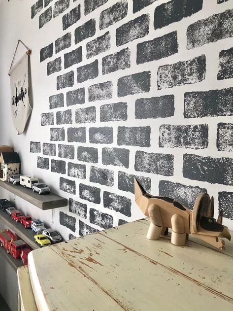 Faux Brick Feature Wall | Hometalk Fake Brick Wall, Diy Faux Brick Wall, Diy Brick Wall, Fake Brick, Brick Feature Wall, Faux Brick Walls, A Brick Wall, Diy Accent Wall, Faux Brick