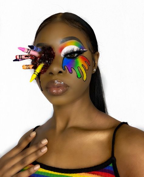 Make Up Ideas Crazy, Crazy Face Makeup, Fun Creative Makeup Looks, Fun Makeup Looks To Recreate, Make Up Photoshoot Ideas, Fx Makeup Ideas, Pop Art Makeup Ideas, James Charles Makeup Looks, Extra Makeup Looks