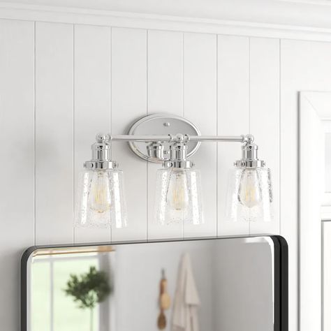 Beachcrest Home New Orleans 3-Light Chrome Vanity Light & Reviews | Wayfair Vanity Light Fixtures, Vintage Brush, Beachcrest Home, Bathroom Vanity Lighting, Vanity Light, Bathroom Sets, Vanity Lighting, Ambient Lighting, Chrome Finish