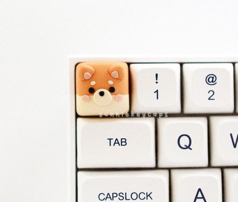 Shiba Inu Polymer Clay, Clay Keyboard Keys, Polymer Keycaps, Polymer Clay Keycaps, Clay Keycaps, Kawaii Shiba, Custom Keycaps, Shiba Dog, Polymer Project