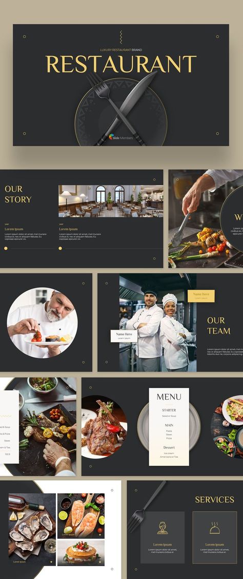 Restaurant Company Profile Design, Restaurant Profile Design, Company Profile Restaurant, Chef Portfolio Layout, Chef Special Menu Design, Food Portfolio Design, Food Pitch Deck, Chef Portfolio Design, Luxury Restaurant Logo Design