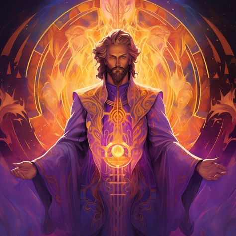 This image is designed to activate the power of Saint Germain and the violet flame. Looking at it is enough to awaken the archetype that already resides in your subconscious mind, but the power is amplified the more you look at it. Yes, it is that simple.  The Violet Flame is an alchemical energy that transmutes any situation into its highest version.  You can further activate this by saying "With every view, may Saint Germain's wisdom fuel my spiritual alchemy and enlighten my journey." You can Spiritual Alchemy, Highest Version, Violet Flame, Ascended Masters, Fantasy Fiction, St Germain, Mystical Art, Clear Vision, Angel Art