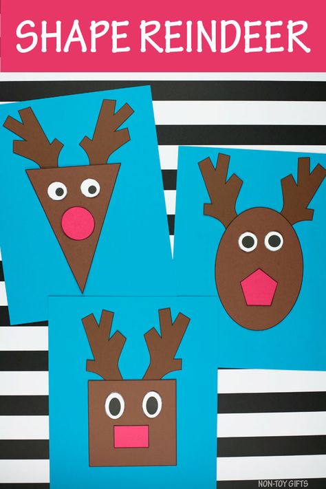 shape reindeer craft for preschoolers and kindergartners. Kids will use the reindeer template to create with shapes #shapereindeer #reindeershape #reindeercraft #shapecraftchristmas #christmascraftforkids #reindeercraftforkids #Christmascraftsforkids Reindeer Craft For Preschool, Preschool Rudolph Crafts, Toddler Reindeer Activities, Christmas Shape Crafts, Christmas Shape Crafts Preschool, Christmas Craft Preschoolers, Shape Christmas Crafts, Prek Reindeer Craft, Reindeer Craft For Toddlers