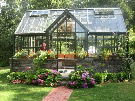 5 Steps to a DIY, Private Greenhouse - things you should consider when planning your greenhouse and ideas for creating your DIY greenhouse. Private Greenhouse, Serre Diy, Landscaping Border, Landscape Yard, Diy Greenhouse Plans, Brick Pathway, Greenhouse Shed, Home Greenhouse, Plants Growing