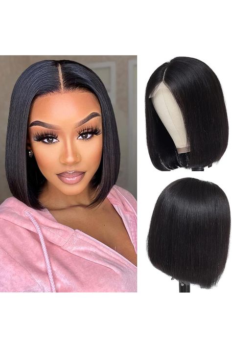 Bob Wig Human Hair Straight 2x6 Bob Closure Wigs Human Hair Brazilian Glueless Wigs Human Hair Straight Short Bob Wigs for Black Women Pre Plucked with Baby Hair 180% Density (10 inch) Short Bob Wig Hairstyles, 10 Inch Bob Wig For Black Women, Bob Wigs Styles, Weave On Short Hair, Bob Weave Hairstyles For Black Women, Glueless Wigs Black Women, Colored Bob Wig, Bob Closure, Short Wig Styles