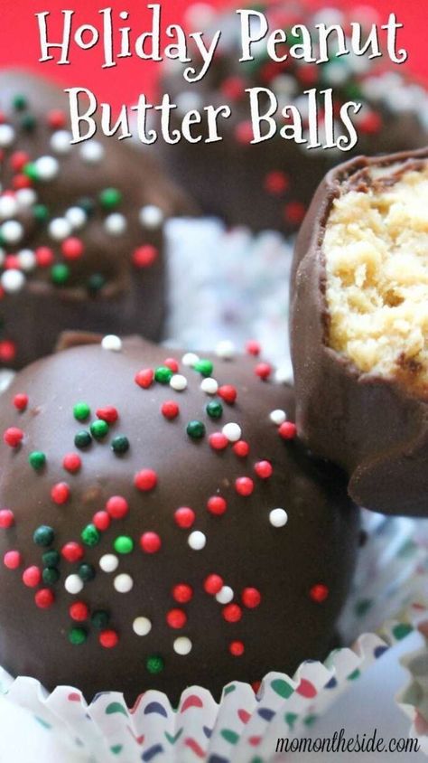 Buckeye Candy, Bake Christmas, Peanut Butter Balls Recipe, Coconut Dessert, Xmas Treats, Butter Balls, Brownie Desserts, Rice Krispy, Holiday Snacks