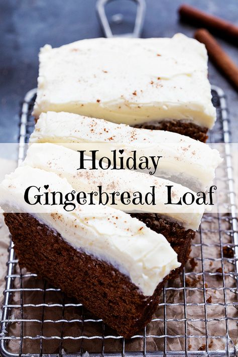 Gingerbread Loaf Recipe, Gingerbread Dessert, Gingerbread Loaf, Gingerbread Cake Recipe, Best Christmas Desserts, Gingerbread Recipe, Loaf Recipes, Homemade Holiday, Christmas Cooking