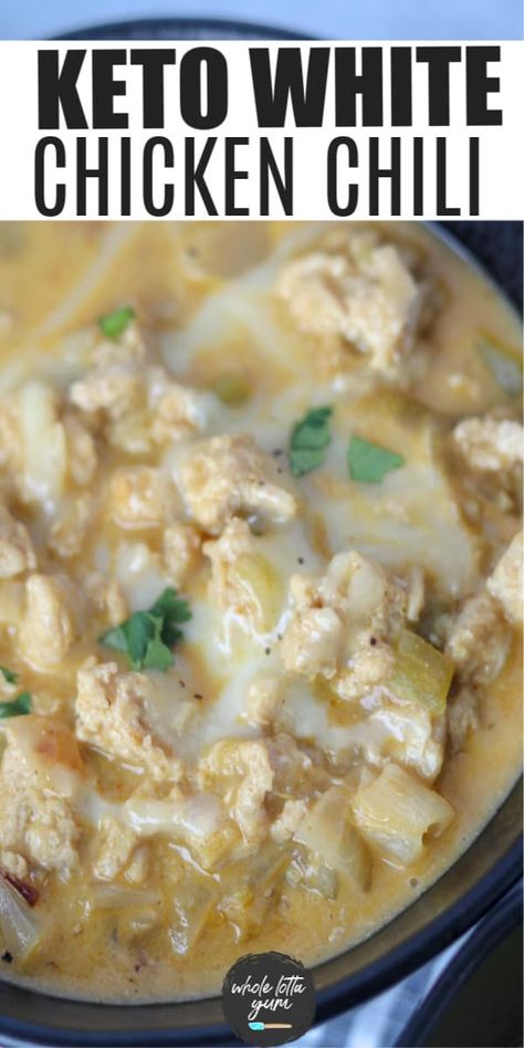 Keto White Chicken Chili, Healthy Chili, White Chili Chicken Recipe, Stove Top Recipes, Chicken Chili Recipe, Keto Soup, Low Carb Soup, White Chicken Chili, Keto Recipes Dinner