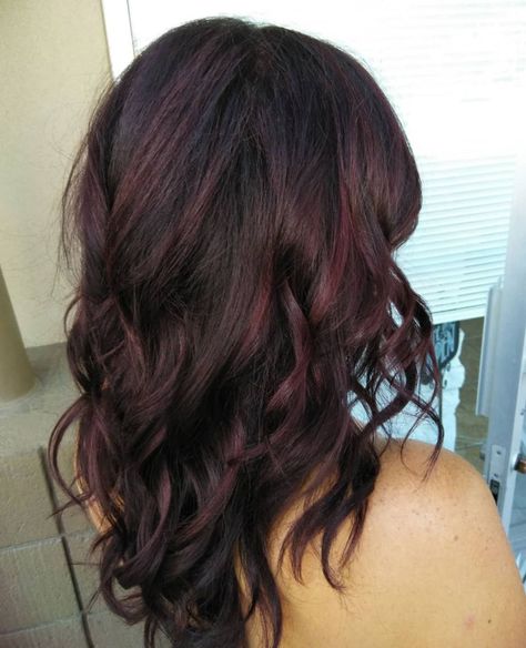 Black Hair With Maroon Highlights Burgundy Brown Hair, Dark Burgundy Hair, Shades Of Burgundy Hair, Burgundy Balayage, Red Violet Hair, Burgundy Highlights, Mahogany Hair, Maroon Hair, Dark Purple Hair