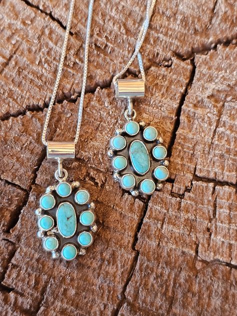 The All Mighty Cluster Pendant features nine freeform clusters of vibrant turquoise, creating a unique and eye-catching piece. Whether you prefer a blueish or greenish hue, this pendant adds a touch of natural beauty to any outfit. Handcrafted with expert precision, it's the perfect accessory for any style. Casual Country Outfits, Navajo Pearls, Western Outfits Women, Sparkly Things, Mama Style, Kids Earrings, Cluster Pendant, Country Outfits, Turquoise Pendant