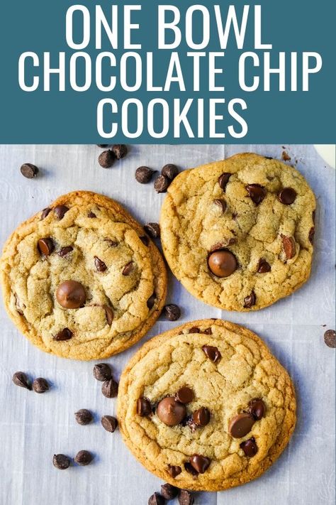 One Bowl Chocolate Chip Cookie Recipe Xoxo Cookies, Easy Bars, Choco Cookies, Easy Bar, Baked Dessert, Make Chocolate Chip Cookies, Dinner Family, Popular Cookies, Yum Recipes