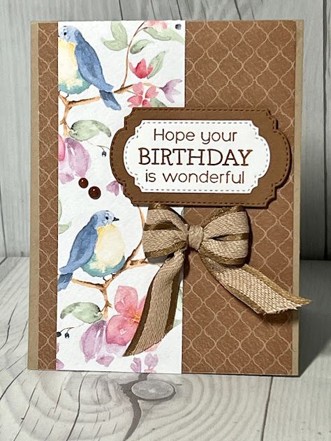 Birthday card using the Stampin' Up! Flight & Airy Designer Series Paper Stampin Up Flight And Airy Dsp Cards, Stampin Up Easter Cards 2023, Stampin Up Flight And Airy Dsp, Framed Cards, Wild Ferns, Stampin Up Birthday Cards, Tool Tips, Cricut Cards, Designer Paper