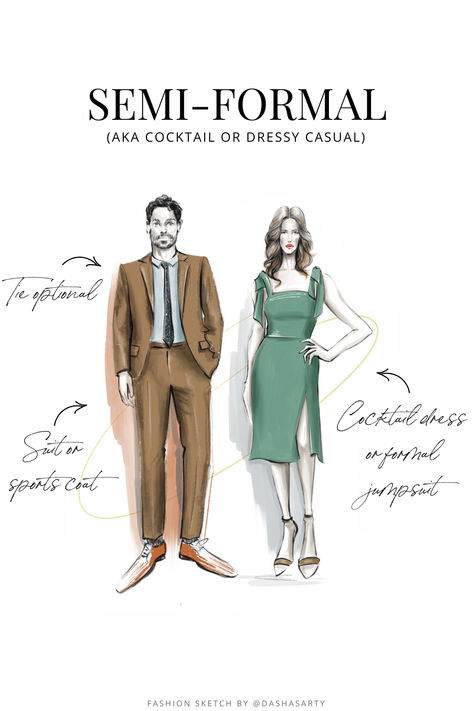 Click through for our quick guide to wedding guest attire! Including Black Tie, White Tie, Semi-Formal or Cocktail and Casual. Semi Formal Wedding Attire, Dress Code Guide, Wedding Dress Code, Cocktail Wedding Attire, Formal Wedding Attire, Casual Cocktail Dress, Wedding Guest Attire, Semi Formal Attire, Semi Formal Wedding