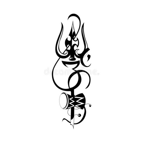 Illustration about Modern OM tattoo design, black and white, abstract. Illustration of mantra, coloring, abstract - 105135813 Mahadev Tattoo Designs For Men Arm, Om Trishul Tattoo Design, Shivji Tattoo Design, Om Tattoo Design Men, Sivan Tattoo Designs, Om Tatoos Design, Om With Trishul Tattoo Design, Trishul Tattoo Designs Men, Trishul Tattoo Designs For Women