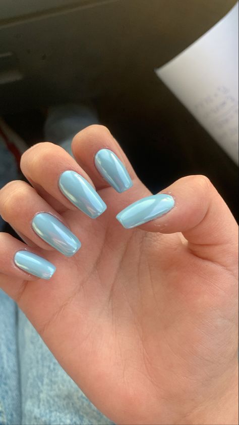 January Nails Metallic, Light Blue Chrome Nails Coffin, January Square Nails, Square Blue Chrome Nails, Light Blue Chrome Acrylic Nails, Light Blue Chrome Nails Square, January Nails Coffin, Icy Blue Chrome Nails, Light Blue Nails Chrome