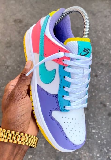 Multi Colored Jordans, Sandals Design, Nike Shoes Women Fashion, Multicolor Shoes, Bold Shoes, Trendy Shoes Sneakers, Nike Fashion Shoes, Preppy Shoes, Nike Shoe