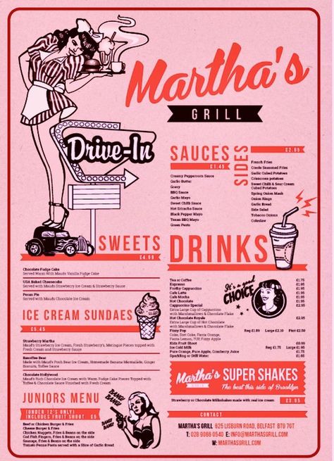 Retro Diner Menu Design, American Diner Menu, Retro Menu Design, Diner Branding, Menu Design Layout, Menu Vintage, Menu Sans Gluten, Menu Design Inspiration, Diner Menu