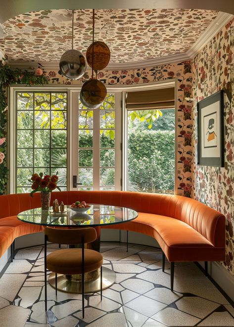 Reviving Retro Charm: The Allure of 70s and Vintage Interior Design — Living Bright Interiors 70s Luxe Interior, 1960s Inspired Interior Design, 1970s French Interior Design, 1970 Modern Interior Design, Interior Design 70s Modern, Mid Century Modern Bar Design, 1970s Home Interior, 70s Restaurant Design, Orange Sunroom