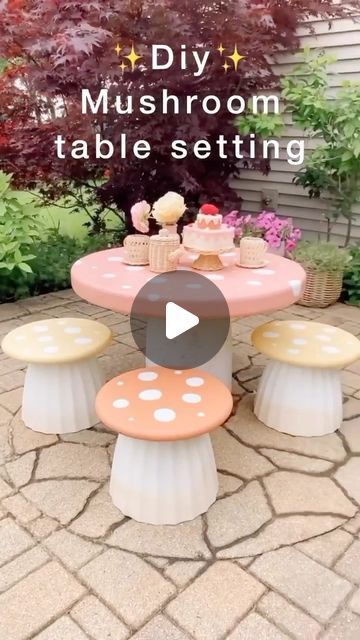 Diy Mushroom Stool, Mushroom Table And Stools, Rustoleum Spray Paint, Liquid Nails, Outdoor Stools, Craft Activity, Taking Notes, Weekend Projects, Rock Garden