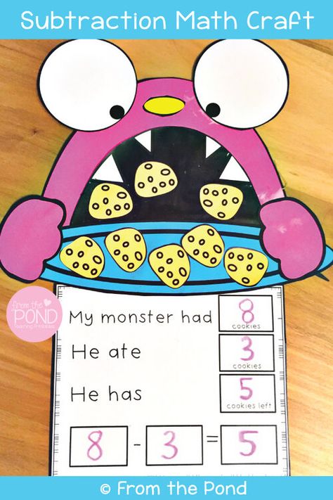 Maths Interventions, Subtraction Craft, Kindergarten Subtraction Activities, Teaching Subtraction, First Grade Crafts, Math Craftivity, Subtraction Kindergarten, Teaching Printables, Math Subtraction