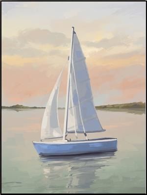 Leftbank Art. Hazy Sunsets-Sail Sailboat Painting Acrylic, Sailboat Photography, Beach Themed Art, Boat Paint, Boat Drawing, Sailing Art, Landscape Art Quilts, Sailboat Art, Sailboat Print