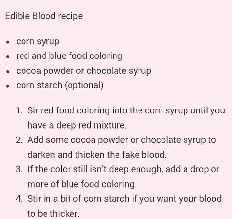 Edible Blood For Cakes, Fake Edible Blood, Edible Blood Recipe, Edible Blood, Diy Blood, Hunted House, Blood Makeup, Detective Party, Insta Board