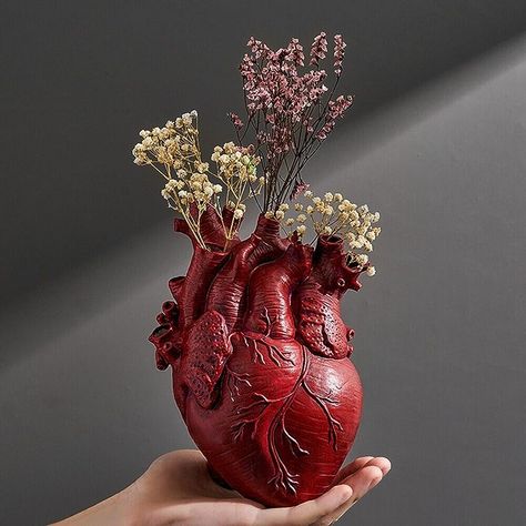 Heart Organ, Heart Shaped Vase, Heart Vase, Human Sculpture, Anatomical Heart, Container Flowers, Large Vase, Small Vase, Flower Heart