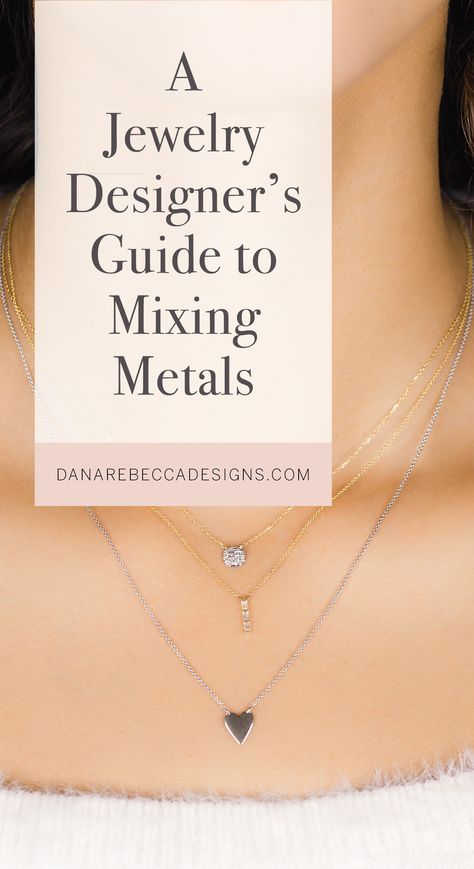 mixing metals; layered necklaces; necklace layering; 14k fine jewelry How To Mix Gold And Silver Jewelry, Metal Mixing Jewelry, Mixed Metal Necklace Stack, Mixed Metal Jewelry Layering, Mixing Metals Jewelry, Diamond Eternity Bands, Mixing Metals, Dana Rebecca Designs, Diamond Huggies