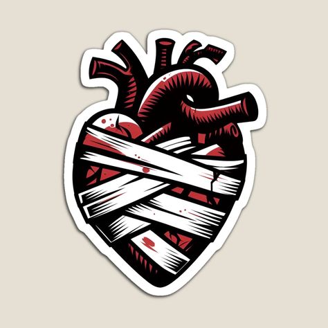 Bandaged Heart, Heart Magnets, Anatomical Heart, Anatomy, Magnets, For Sale, Anime, Quick Saves