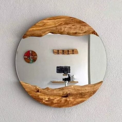 Antique Wood Frame Mirror, Live Edge Wooden Mirror Wall Decorative Handmade Gift | eBay Frame Mirror Wall, Mirror Wood Frame, Round Wood Mirror, Wood Frame Mirror, Small Wall Mirrors, Large Wall Mirror, Circular Mirror, Wood Framed Mirror, Wood Wall Mirror