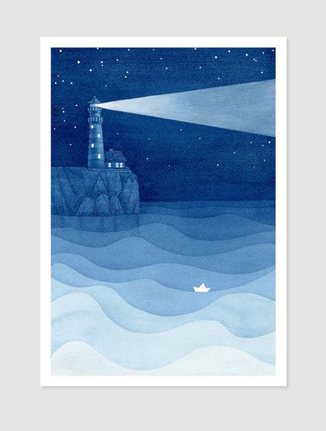 Lighthouse art print watercolor painting sailboat print blue - Etsy Belgique Lighthouse Nursery, Nursery Art Wall, Ocean Illustration, Wave Illustration, Sailboat Art, Lighthouse Painting, Lighthouse Art, Sailboat Print, Nautical Wall Decor