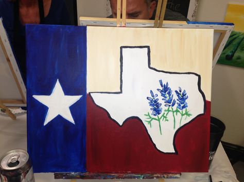 Texas painting I did by myself Texas Canvas Painting, Texas Painting Ideas, Texas Painting, Texas Canvas, Texas Theme, Texas Decor, Beginner Painting, Local Area, By Myself