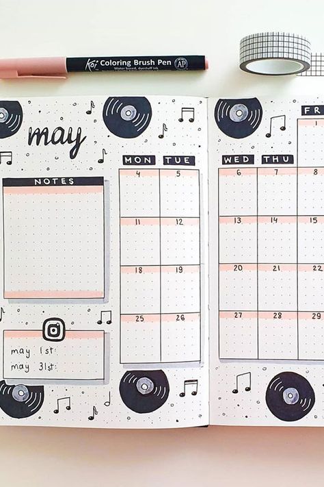 Book Journal Calendar, Cute Calendar Drawing Ideas, Aesthetic Diy Calendar, Monthly Calendar Bujo, Online Journal Ideas, Diy Calendar Ideas Notebooks, Calendar Journal Ideas, May Bullet Journal Calendar, Aesthetic Calendar Ideas