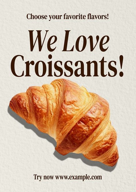 Croissant bakery shop poster template | premium image by rawpixel.com / Pitcha Benrohman Bakery Ig Feed, Bread Poster Design, Crossiant Aesthetic, Food Poster Ideas, Bakery Poster Design, Croissant Poster, Croissant Bakery, Bakery Poster, Croissant Design