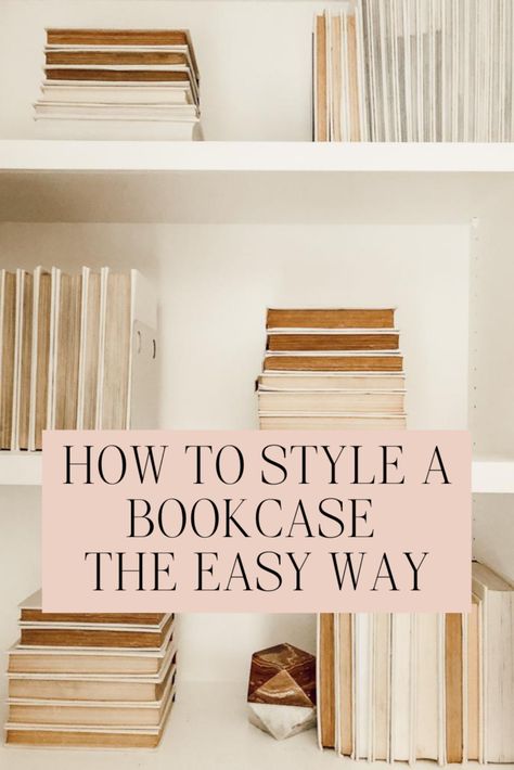 The no-fail way to style a bookshelf that anyone can do using old books. Learn how to get this sophisticated look that'll go well with any decor style! #styleabookshelf Decorating With Books Ideas, Style A Bookshelf, Styling A Bookcase, Frugal Decor, Expensive Decor, Small Bookcase, White Wrapping Paper, French Country Living Room, Bookshelf Styling