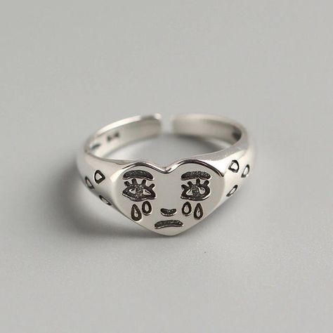 Metals Type: SILVER Metal Stamp: 925,Sterling Gender: Women Main Stone: NONE CertificateType: Third Party Appraisal Setting Type: None Side Stone: None Shape\pattern: Face Occasion: Party Crying Face, Face Ring, Silver Heart Ring, Zierlicher Ring, Wholesale Gifts, Minimalist Rings, Sterling Silver Heart, Ring Collections, Silver Heart