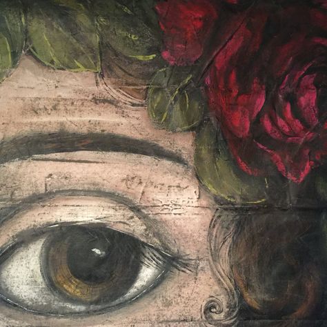 Cropped portrait of eye and rise from large scale painting Jennifer Lanne Jennifer Lane, Large Scale Painting, Jennifer Lanne, Scale Painting, Painting Faces, French Cottage, Vintage Landscape, Still Life Art, Flower Art Painting