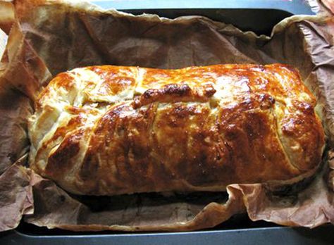 The Best Pork Tenderloin Recipe Ever! The Tenderloin is placed on  puff pasty covered with sauted onions & garlic, mustard of choice, cheese & ham . Then it is enclosed in the puff pastry. The result is very tender an juice. Best Pork Tenderloin, Pork Wellington, Best Pork Tenderloin Recipe, Cooking Pork Tenderloin, Pork Tenderloin Recipe, Pork Fillet, Tenderloin Recipe, Pork Dinner, Tenderloin Recipes